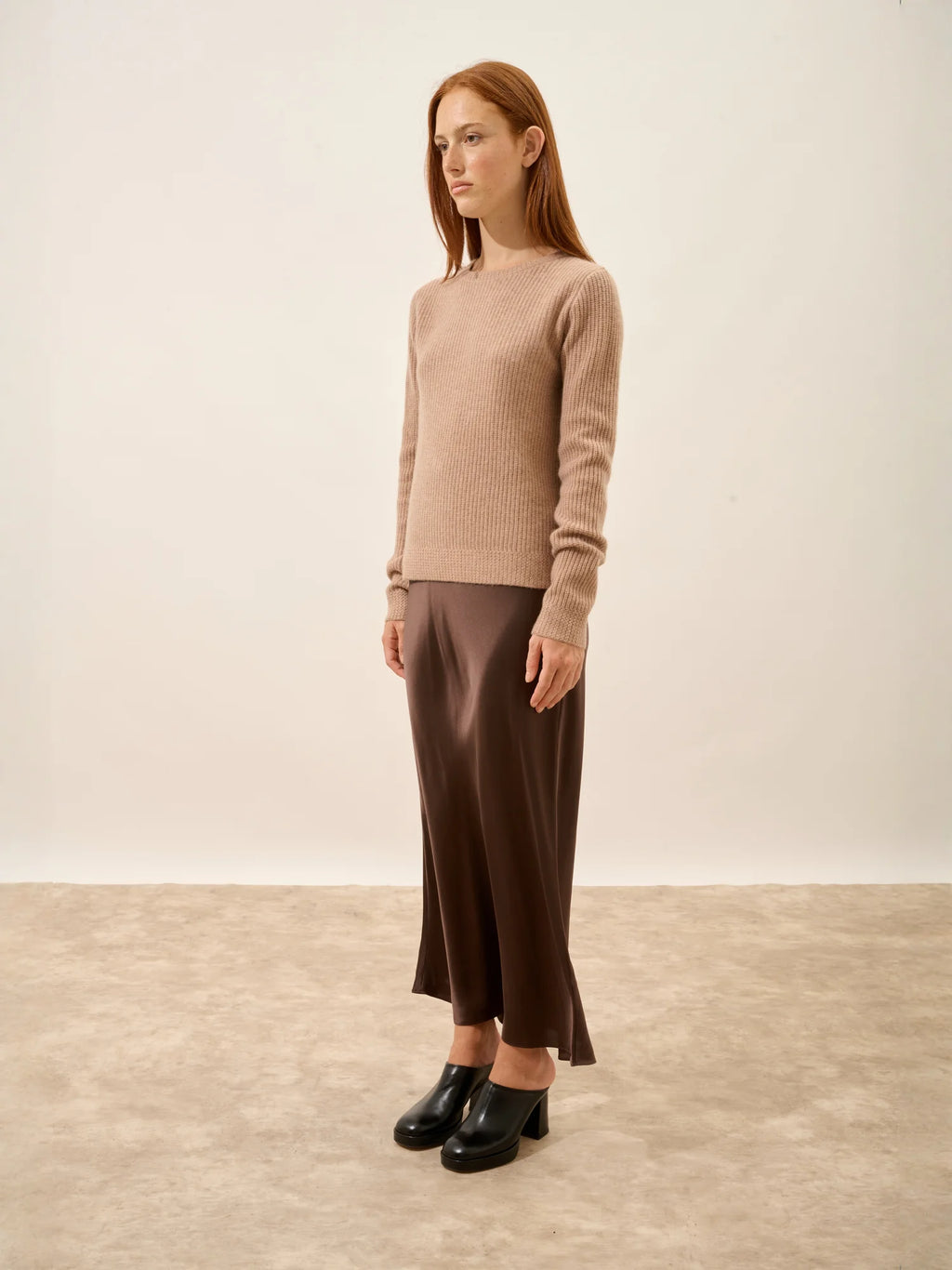 CETAN Pull Col Rond 6 Fils Camel Chiné