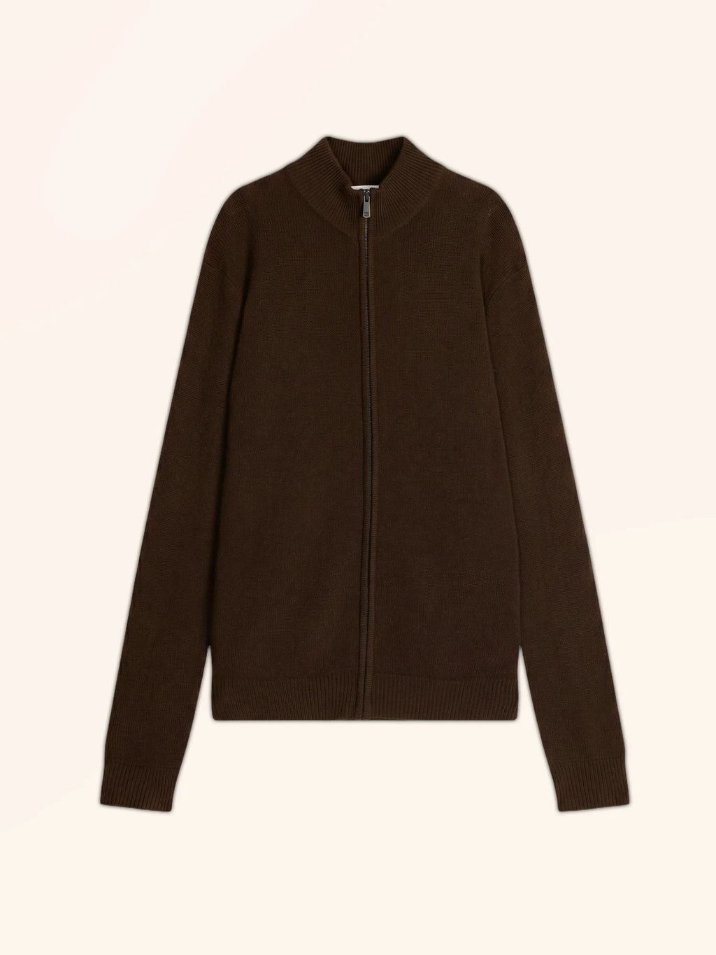 CHARLOTTE Gilet Zippé Col Camionneur 4 Fils Café