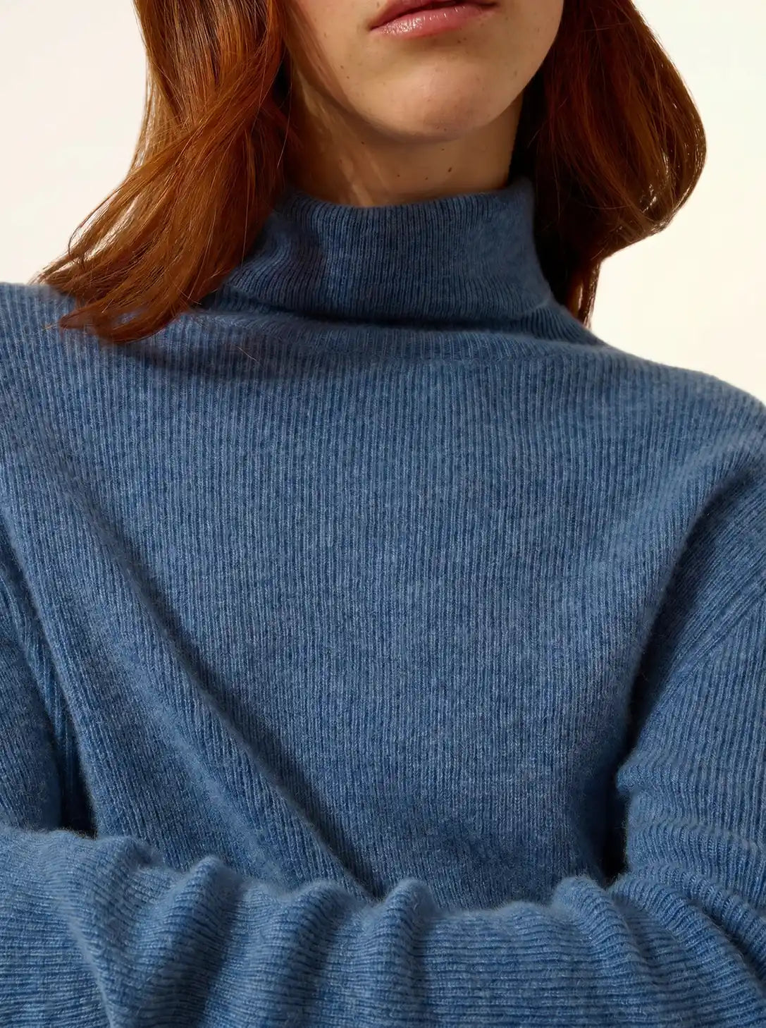 LANAIS Pull Col Roulé Bleu Denim