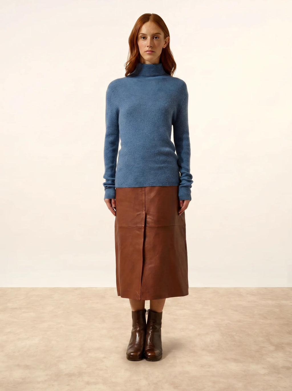 LANAIS Pull Col Roulé Bleu Denim