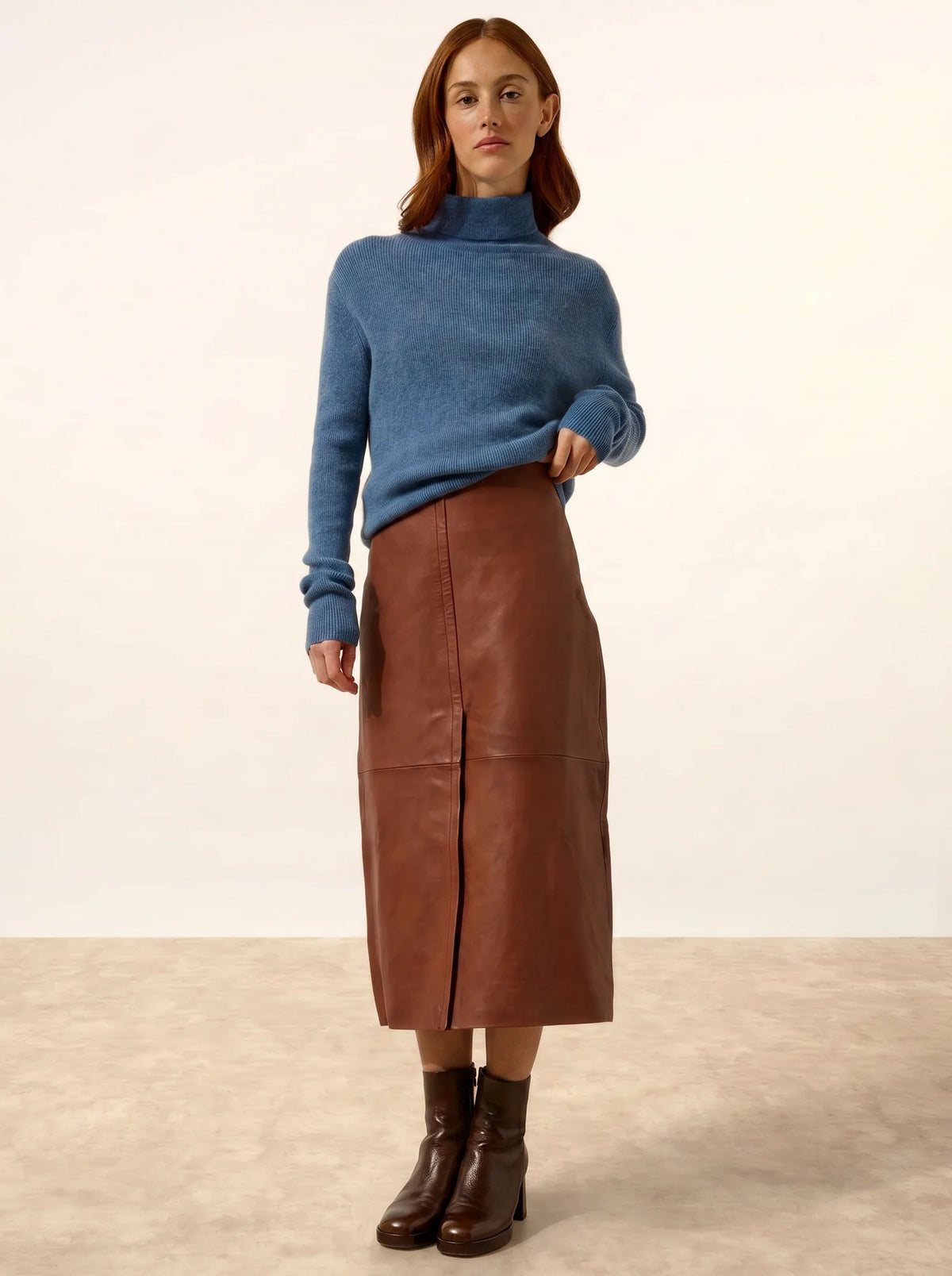 LANAIS Pull Col Roulé Bleu Denim