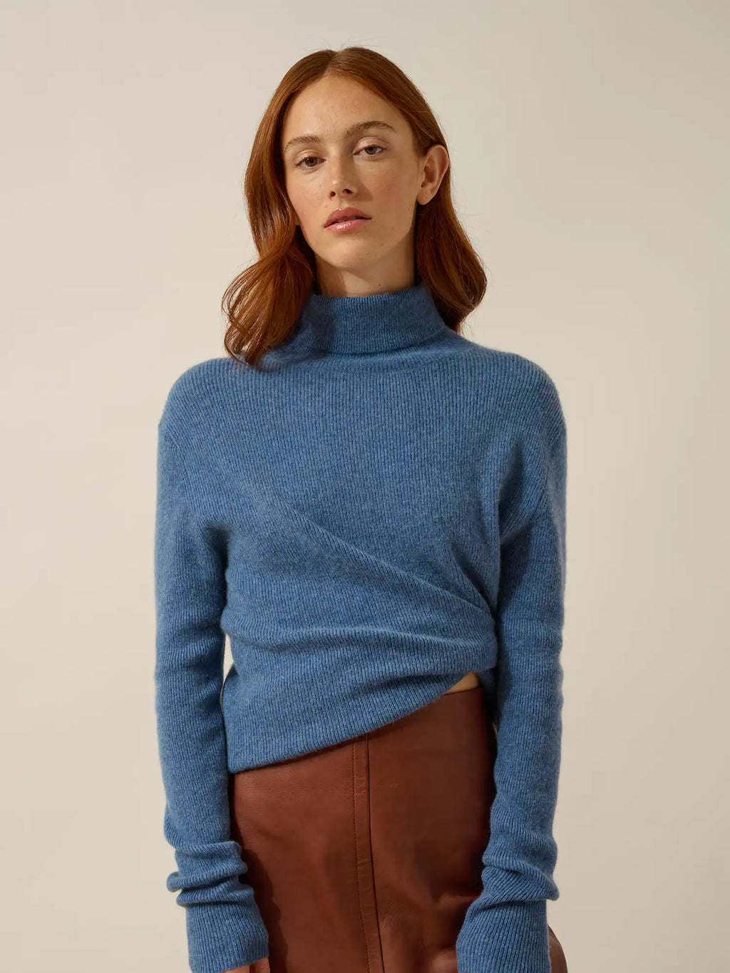 LANAIS Pull Col Roulé Bleu Denim