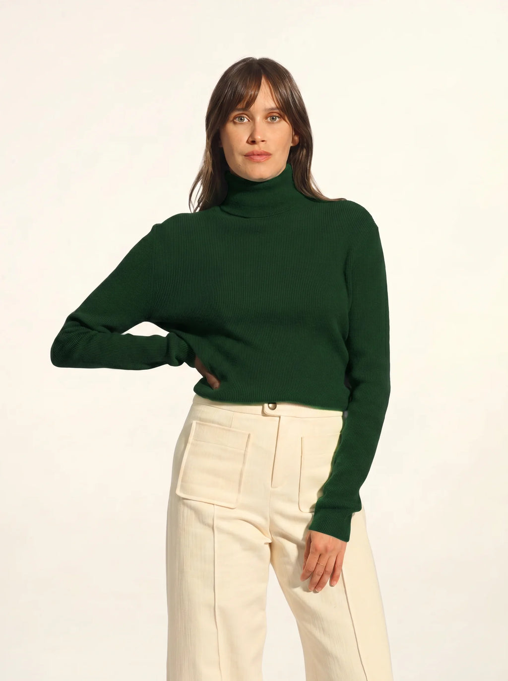 LANAIS Pullover Rollkragen Zypressengrün