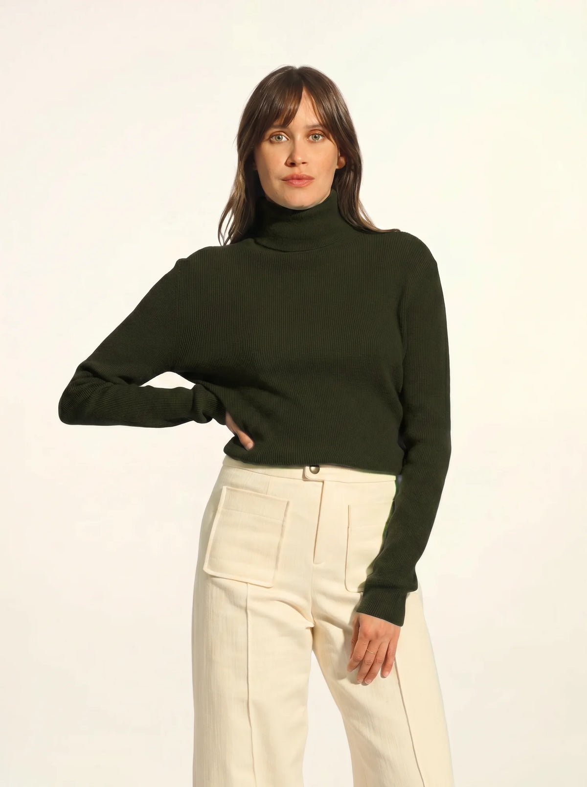 LANAIS Pull Col Roulé Kaki
