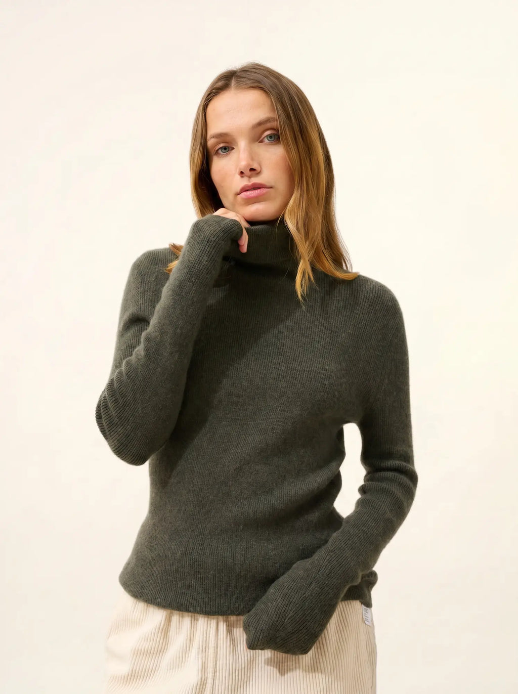 LANAIS Sweater Turtleneck Heather Khaki