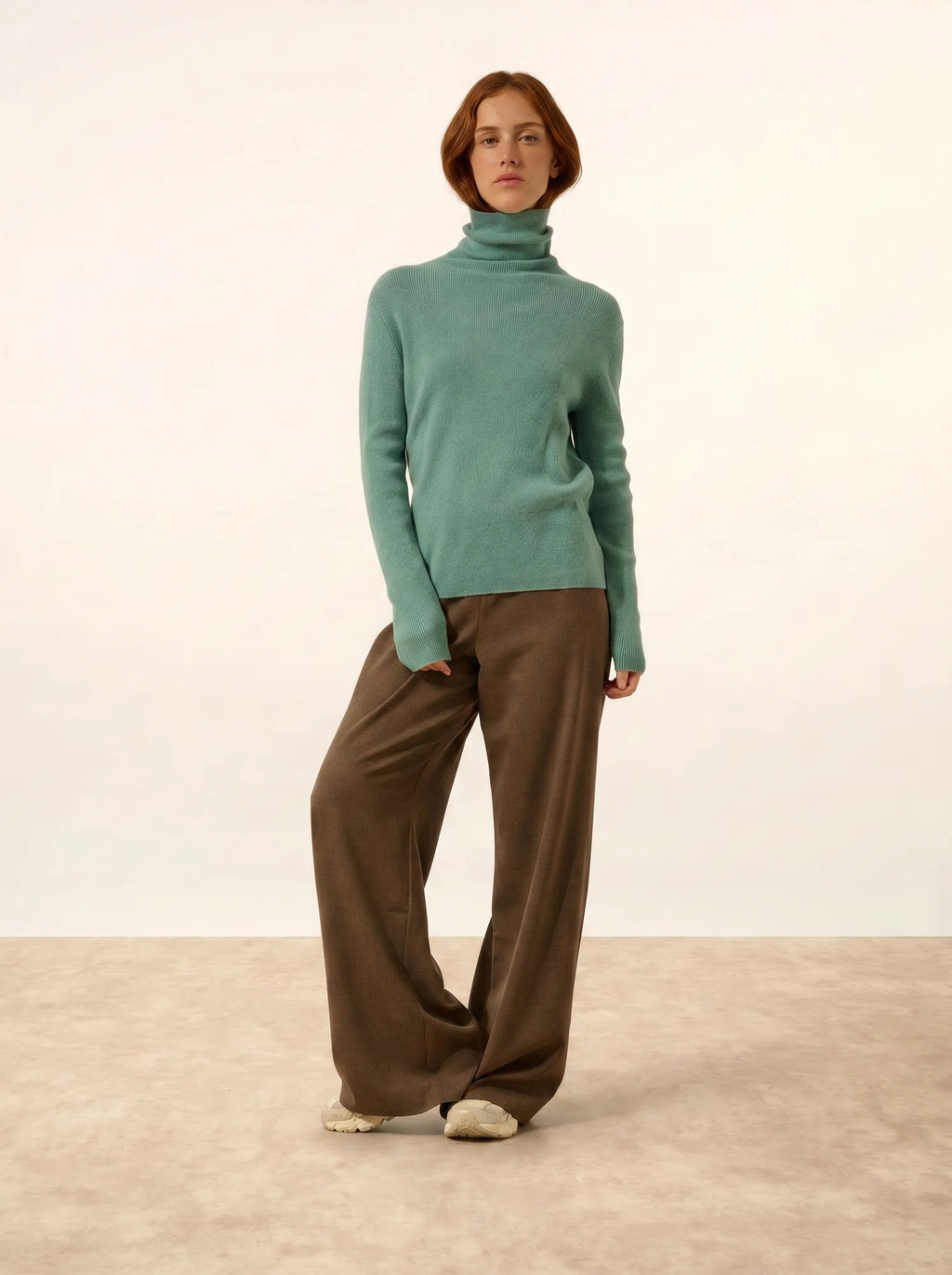 LANAIS Pull Col Roulé Vert Chiné