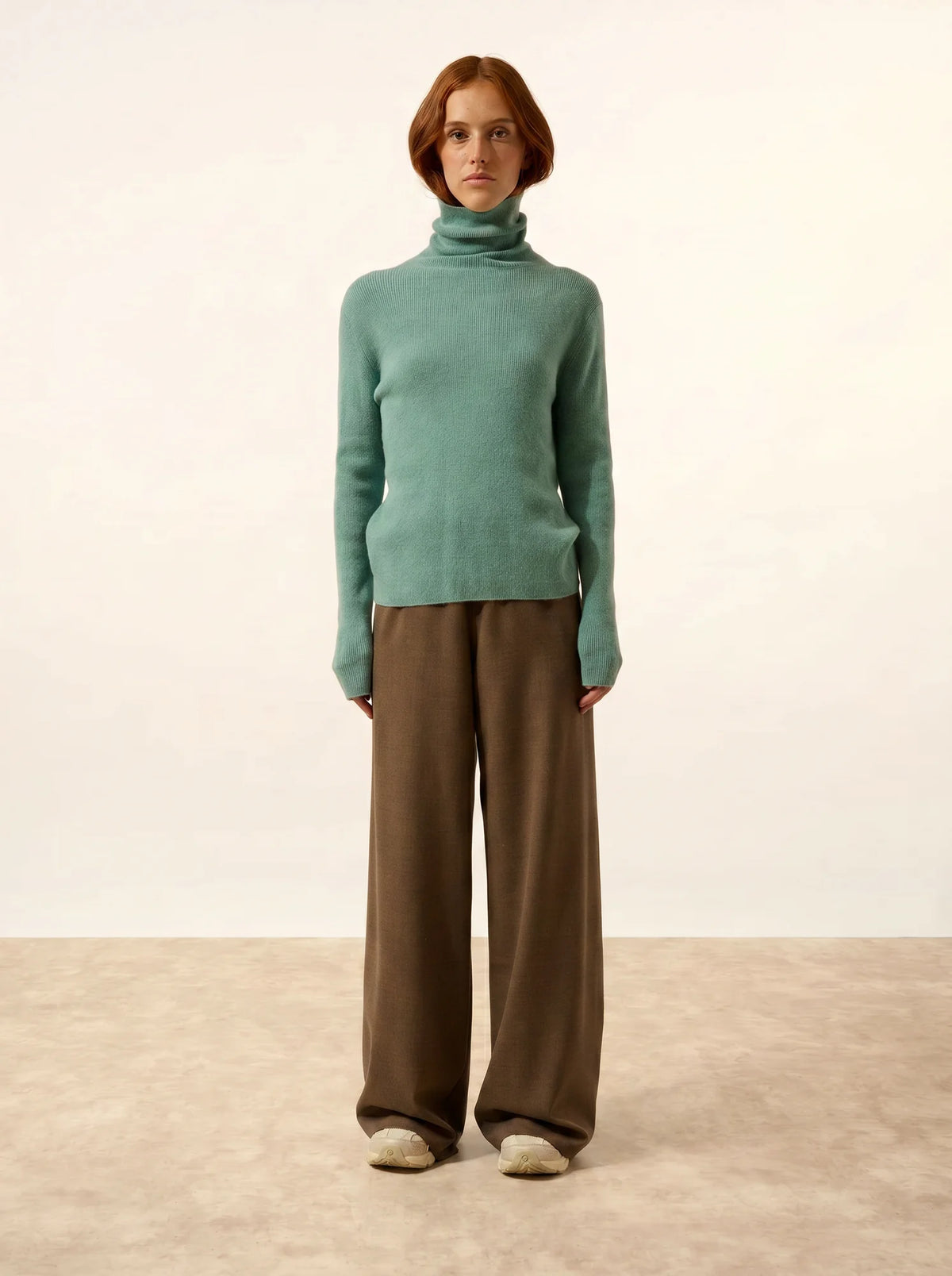 LANAIS Pull Col Roulé Vert Chiné