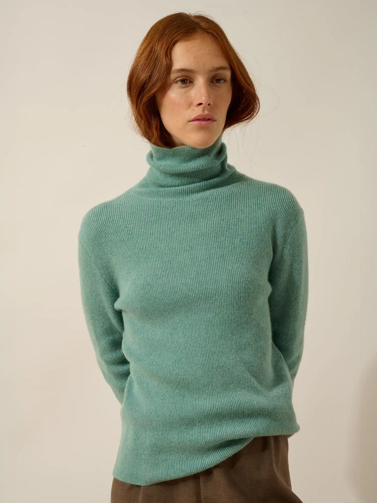 LANAIS Pull Col Roulé Vert Chiné