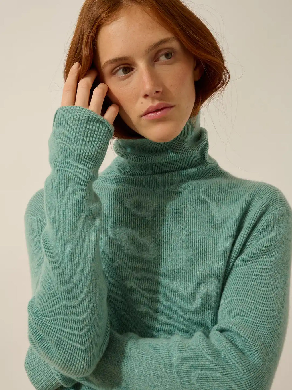 LANAIS Pull Col Roulé Vert Chiné