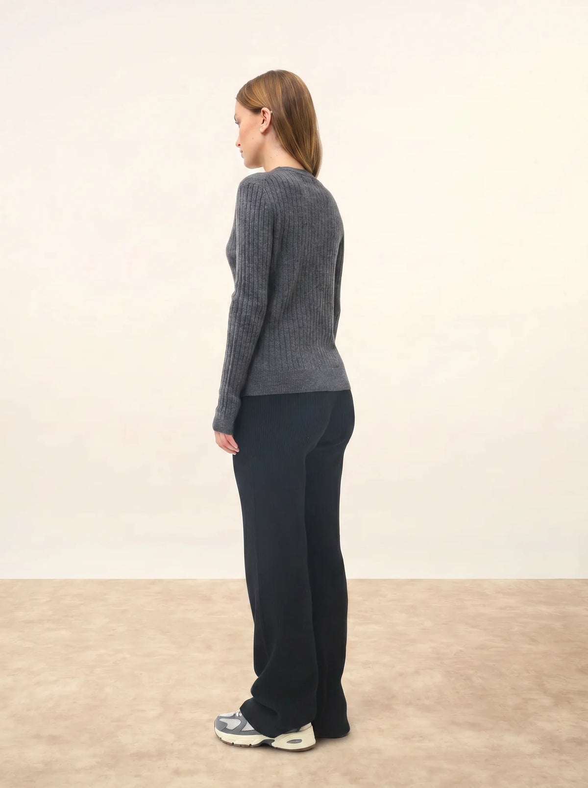 AVANA Pull Col Rond Anthracite Chiné