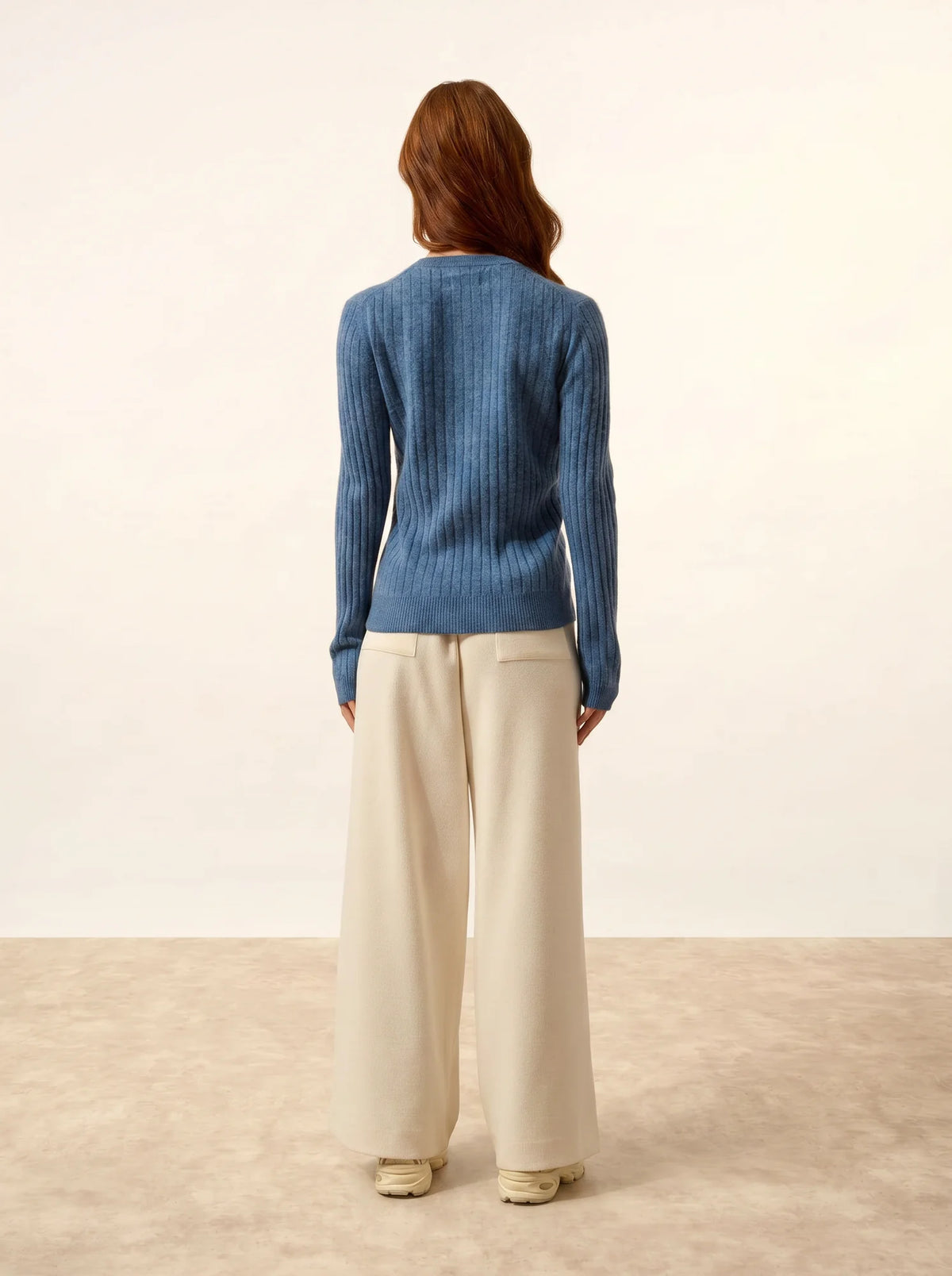 AVANA Pull Col Rond Bleu Denim