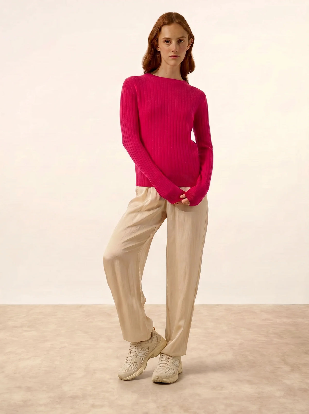 AVANA Pull Col Rond Fuchsia