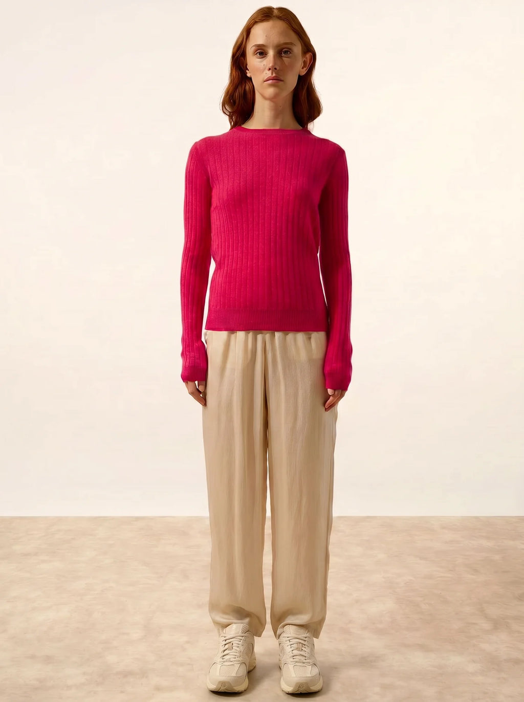 AVANA Pull Col Rond Fuchsia