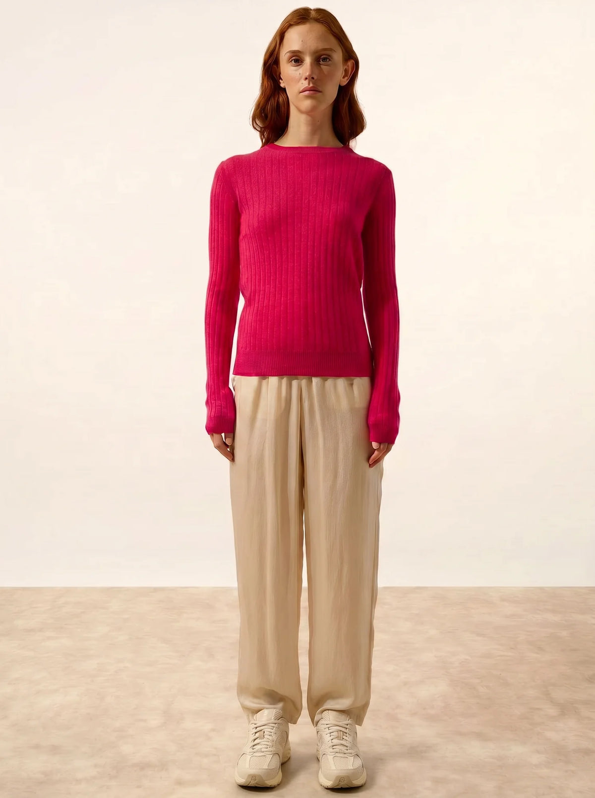 AVANA Pull Col Rond Fuchsia