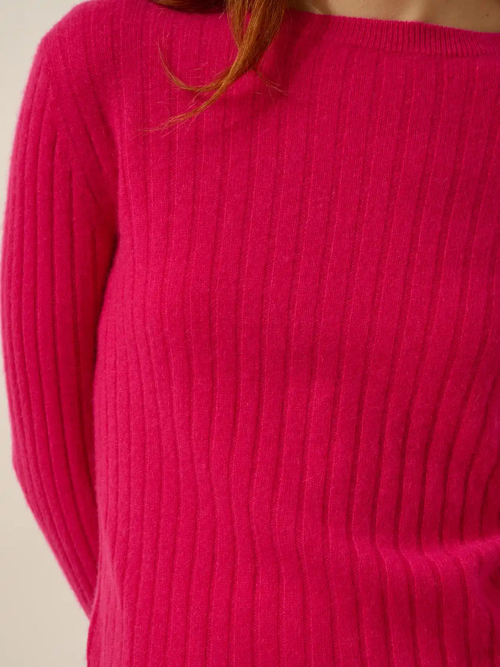 AVANA Pull Col Rond Fuchsia