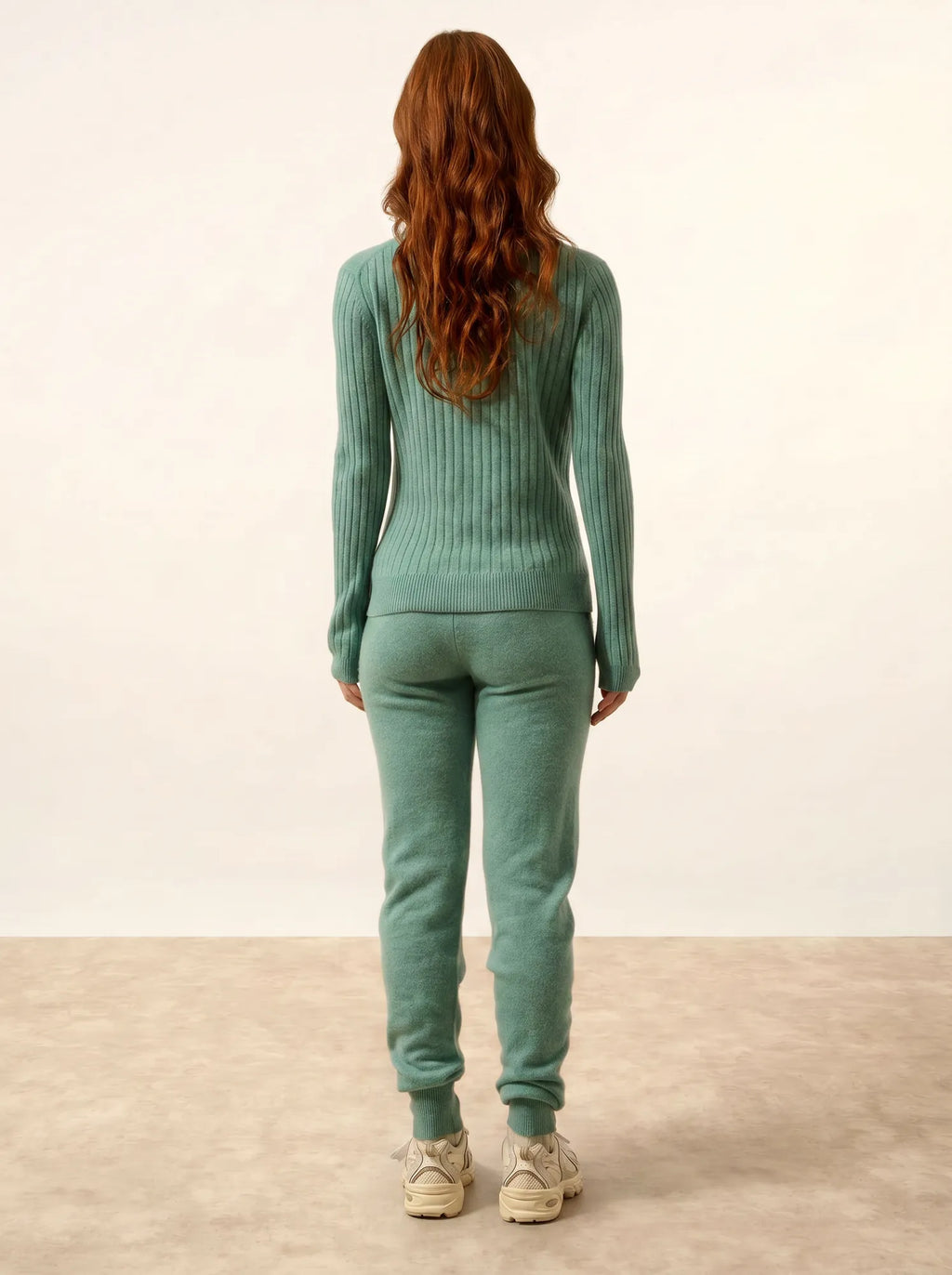 AVANA Pull Col Rond Vert Chiné