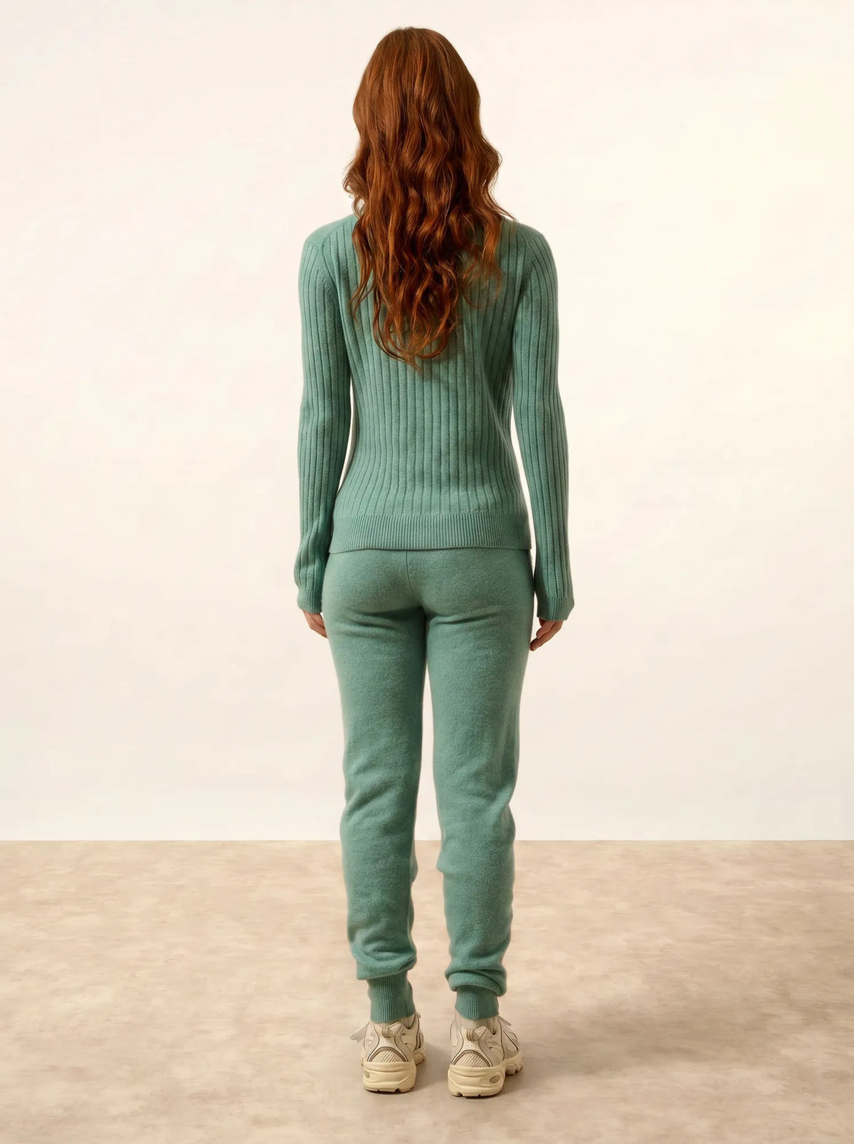 AVANA Pull Col Rond Vert Chiné