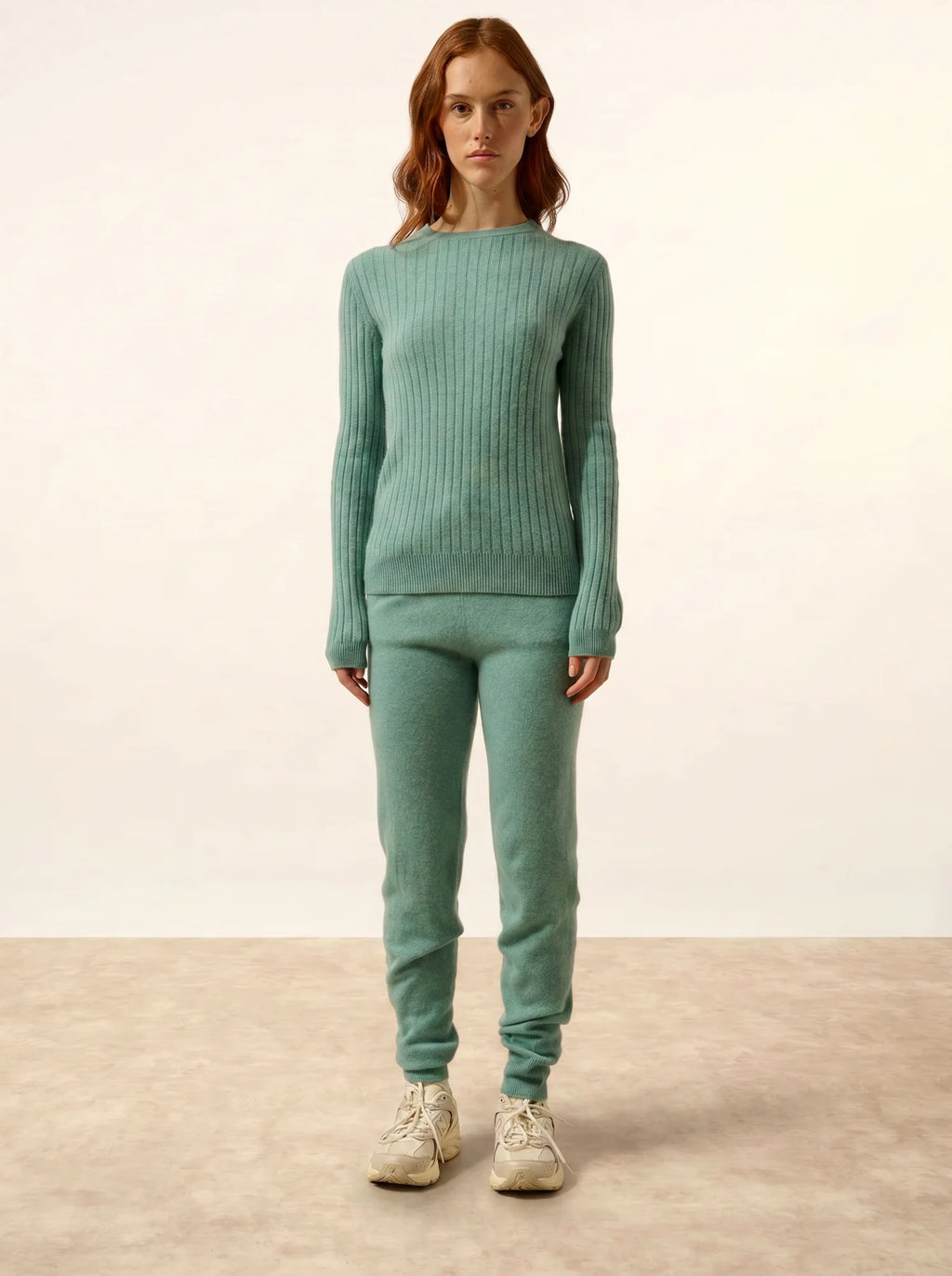 AVANA Pull Col Rond Vert Chiné