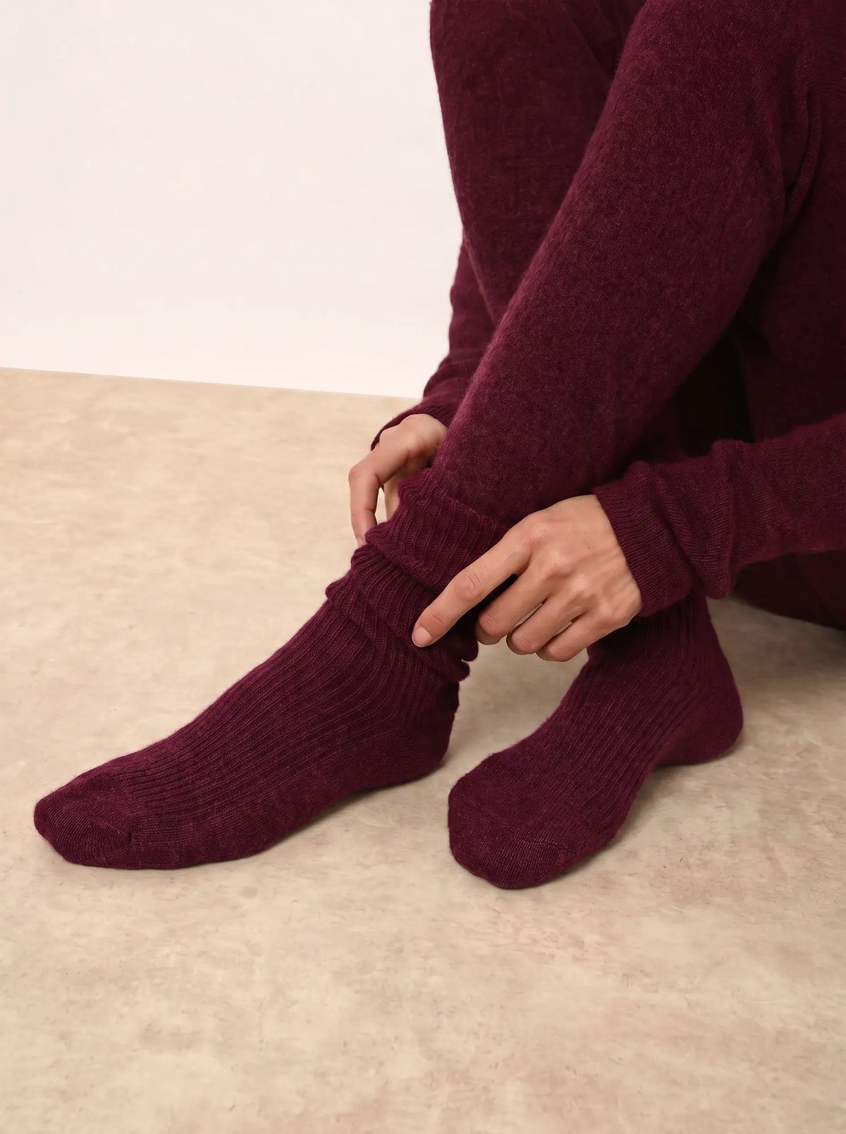 DAYAYA Chaussettes 4 Fils Bordeaux