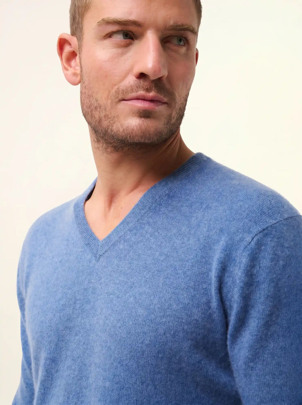 WALT Pull Col V Bleu Denim