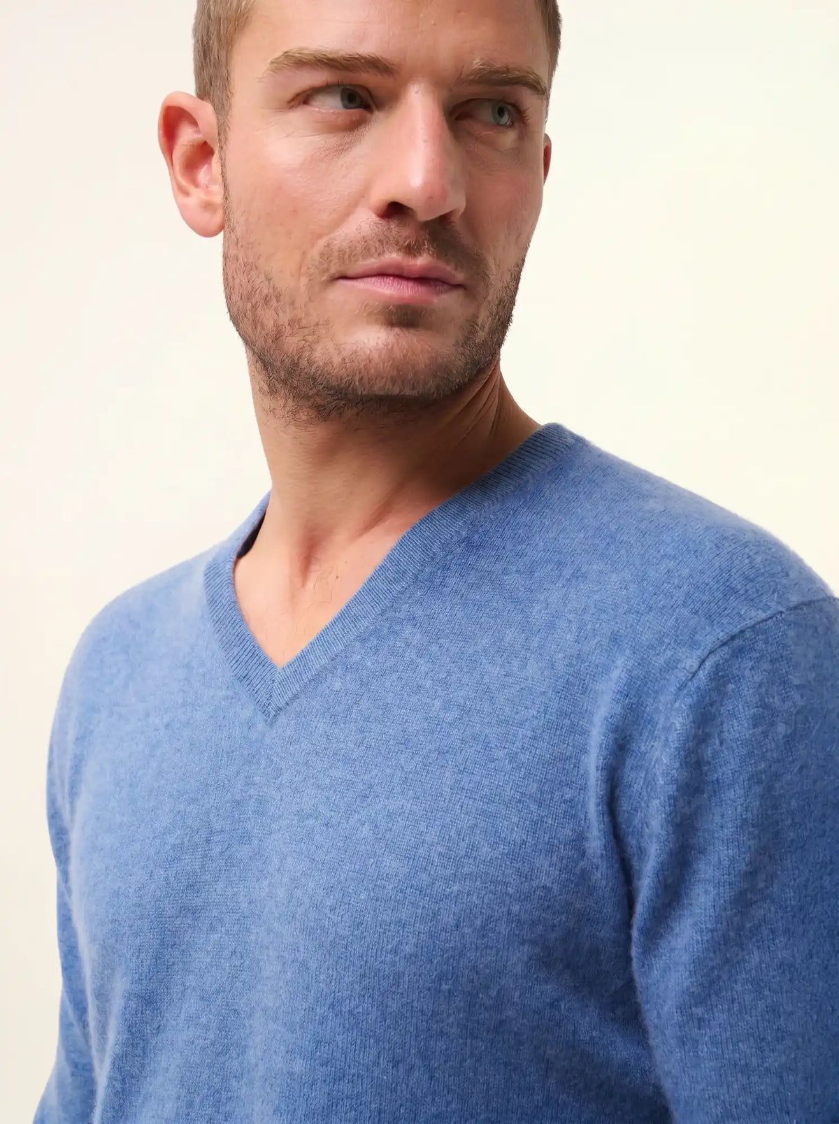WALT Pull Col V Bleu Denim
