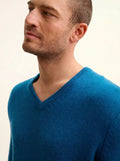 NATHAN Pullover V-Ausschnitt 4-fädig Pfauenblau
