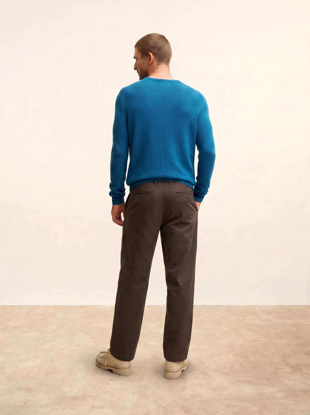 NATHAN Pullover V-Ausschnitt 4-fädig Pfauenblau