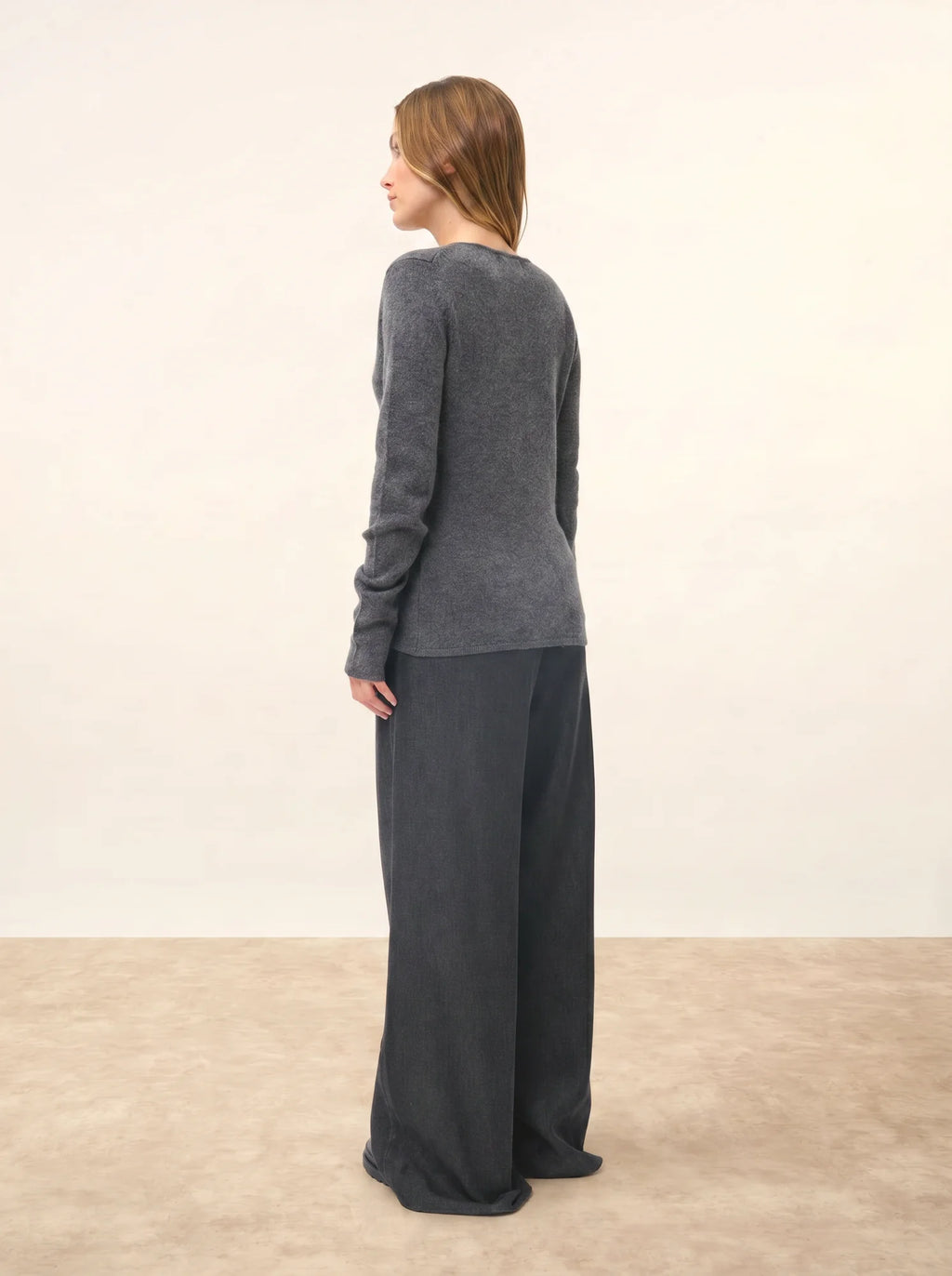 ABBY Pull Col V 4 Fils Anthracite Chiné