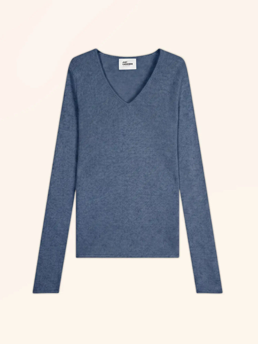 ABBY Pull Col V 4 Fils Bleu Denim