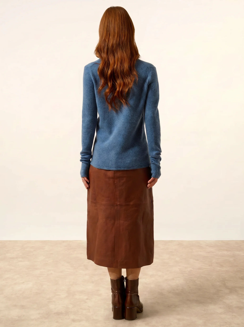 ABBY Pull Col V 4 Fils Bleu Denim