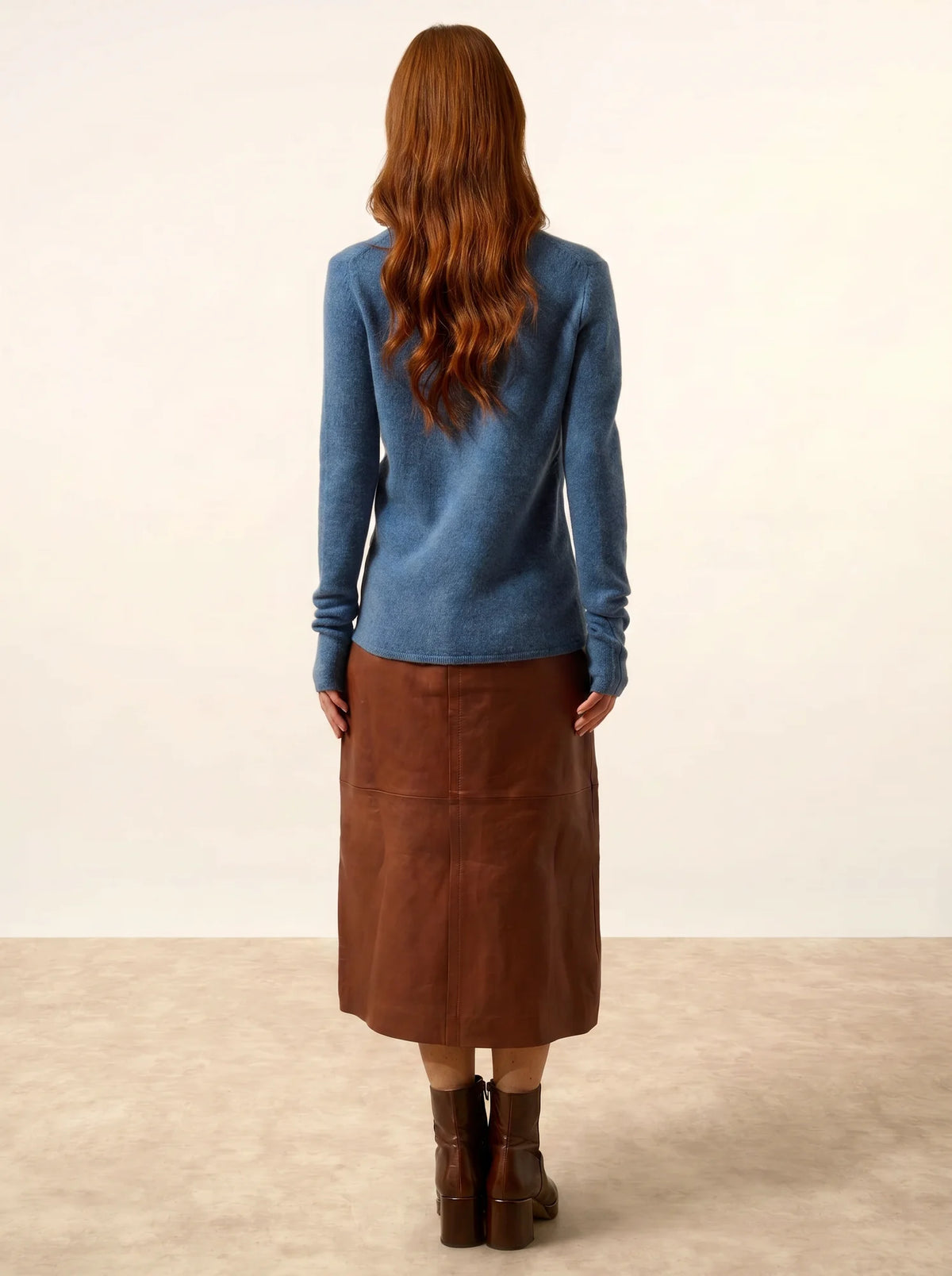 ABBY Pull Col V 4 Fils Bleu Denim