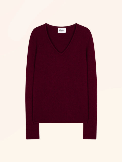 ABBY Pull Col V 4 Fils Bordeaux