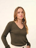 ABBY Pull Col V 4 Fils Kaki