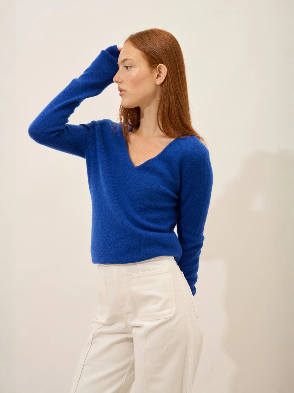 ABBY Pull Col V 4 Fils Outremer
