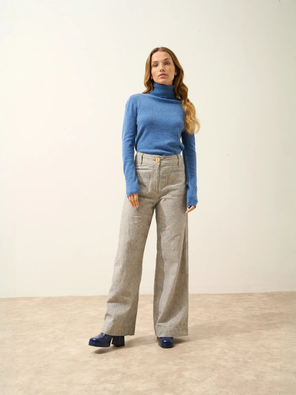 AVA Sweater Turtleneck Denim Blue