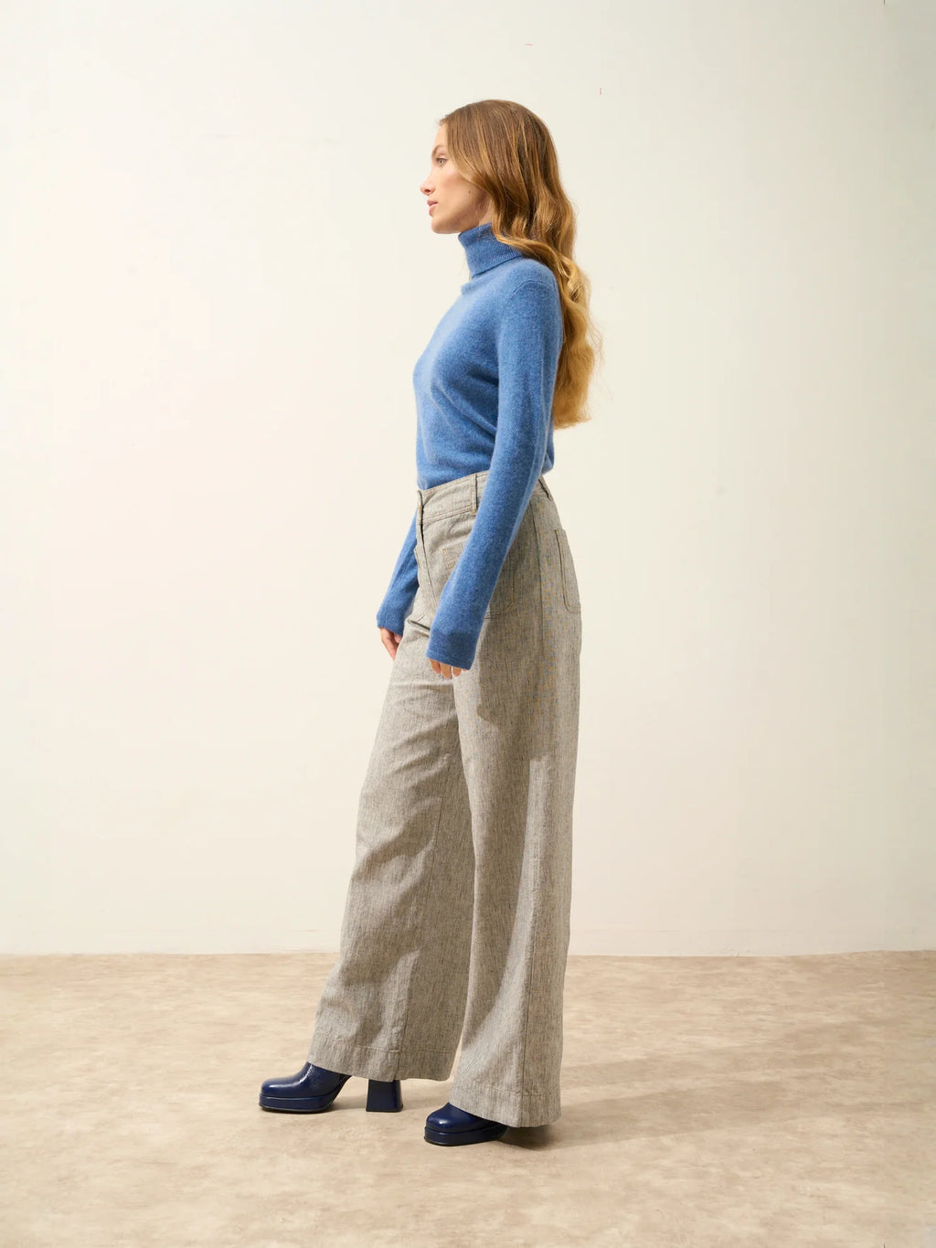 AVA Sweater Turtleneck Denim Blue