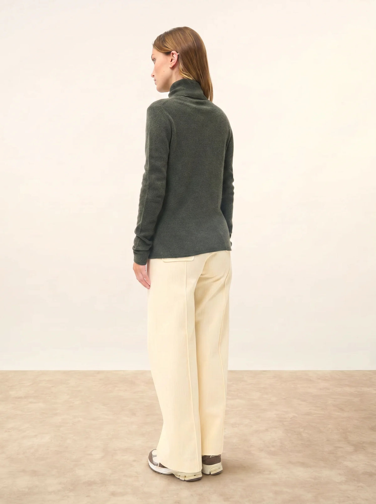 AVA Pull Col Roulé Kaki Chiné