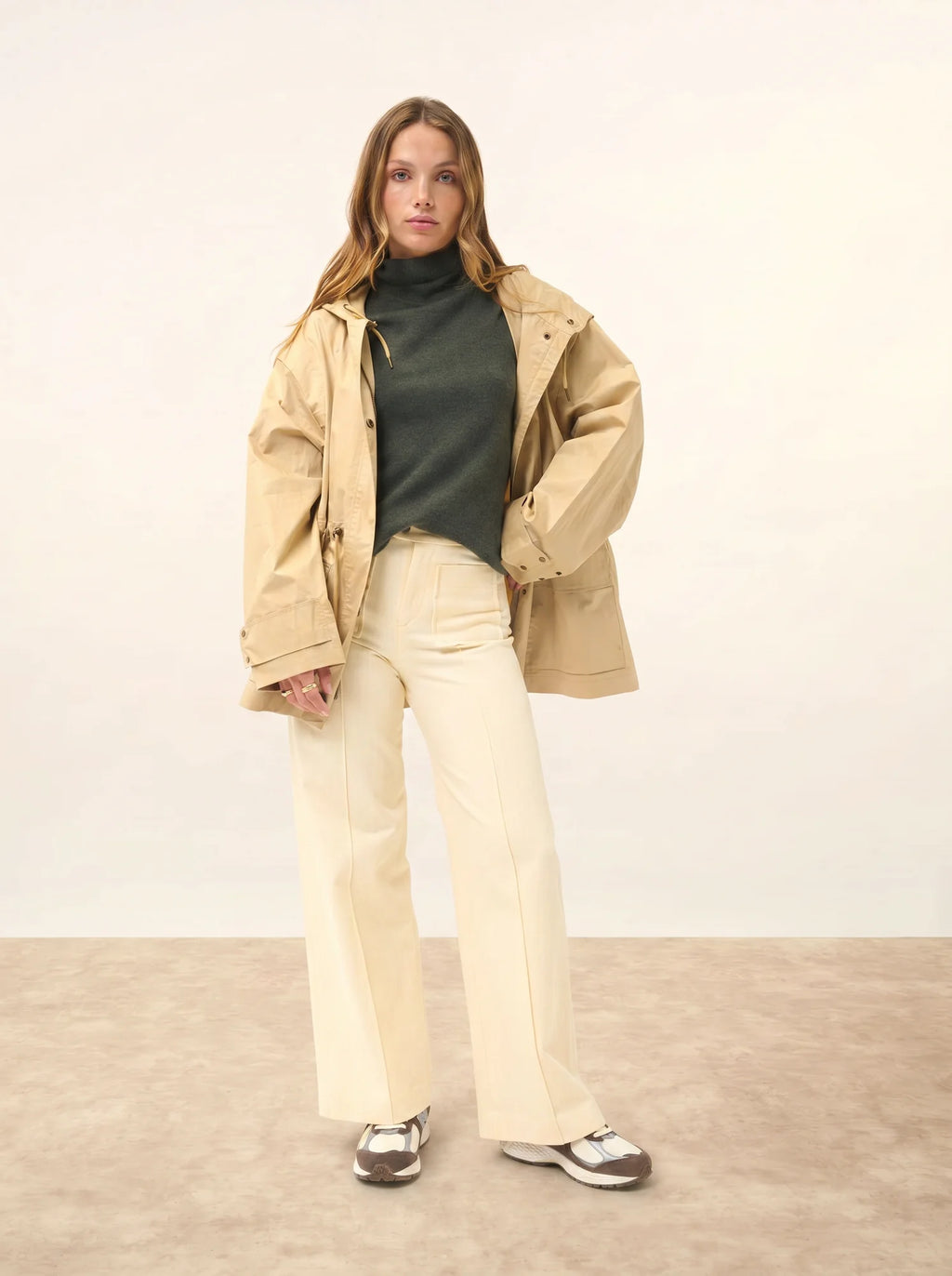 AVA Pull Col Roulé Kaki Chiné