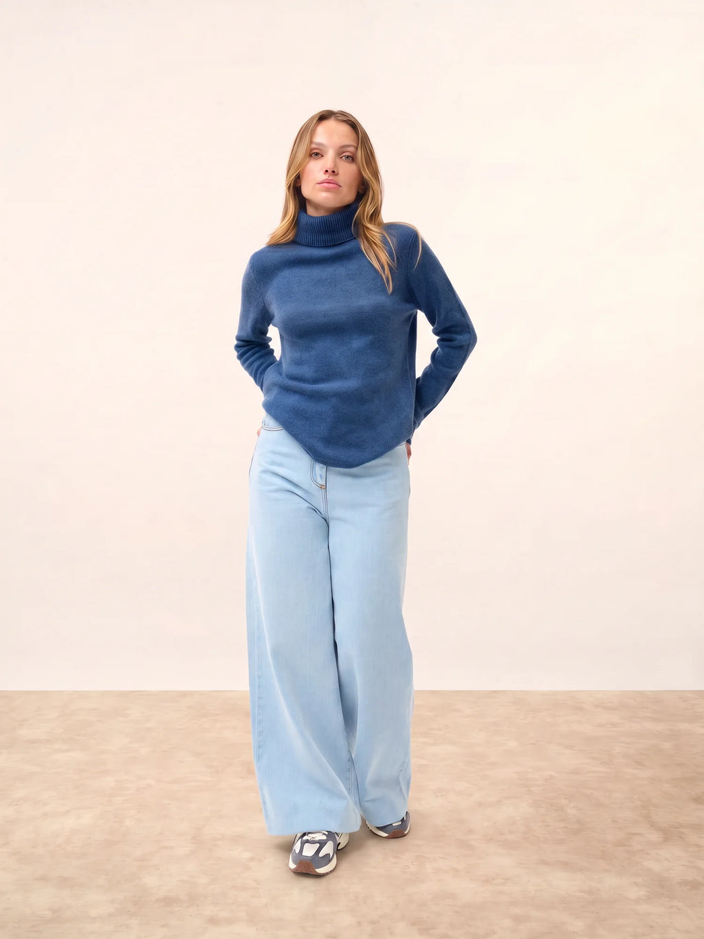 MATT Pull Col Roulé 4 Fils Bleu Denim
