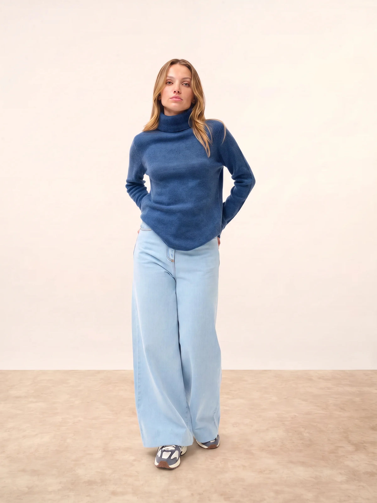 MATT Pull Col Roulé 4 Fils Bleu Denim