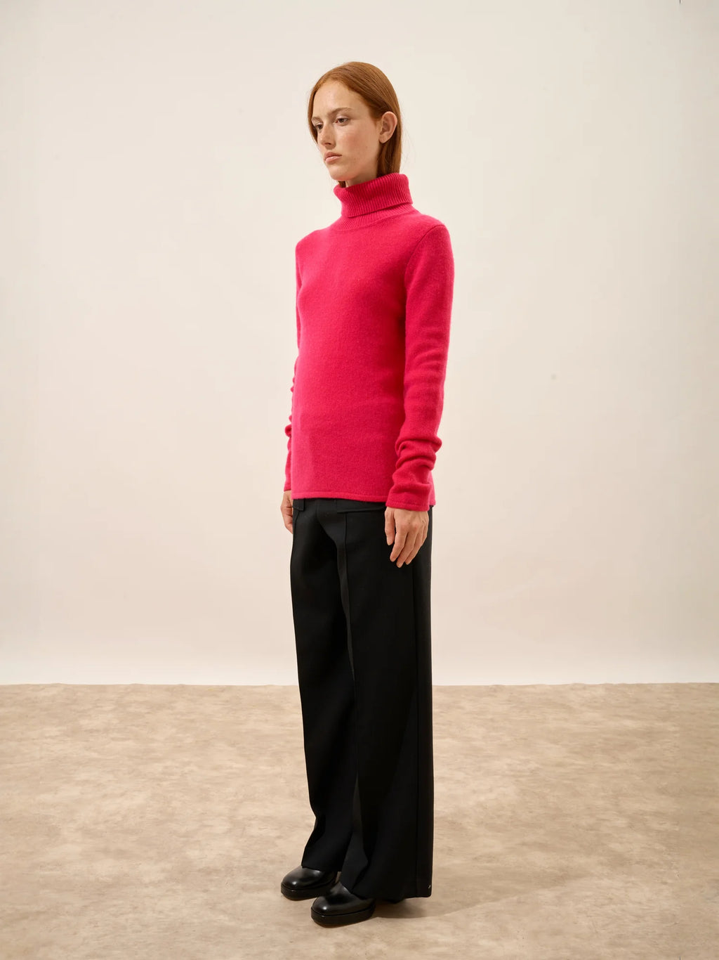 MATT Pull Col Roulé 4 Fils Fuchsia