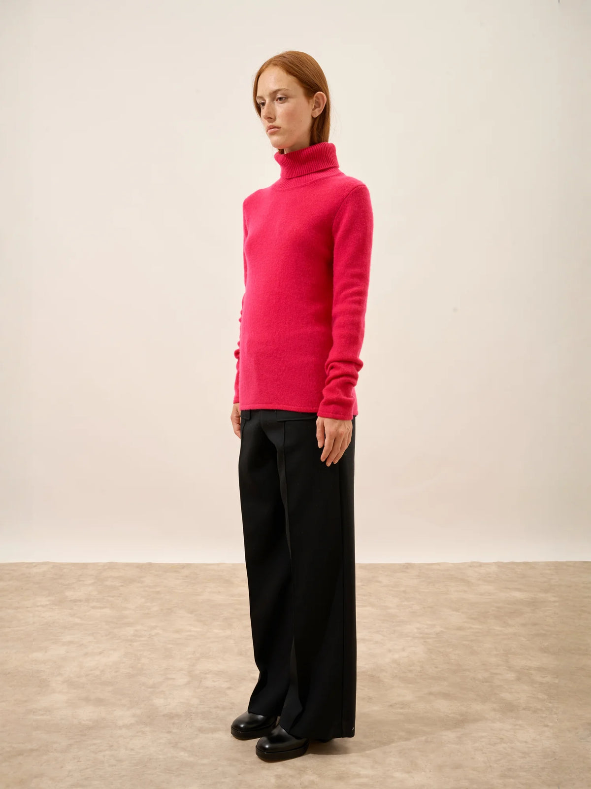 MATT Pull Col Roulé 4 Fils Fuchsia