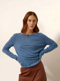 GRACE Pullover U-Boot-Ausschnitt Denimblau