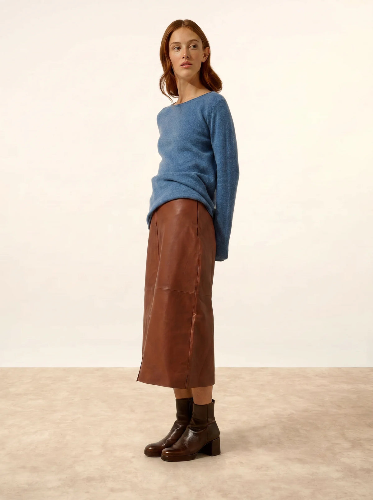 GRACE Pullover U-Boot-Ausschnitt Denimblau