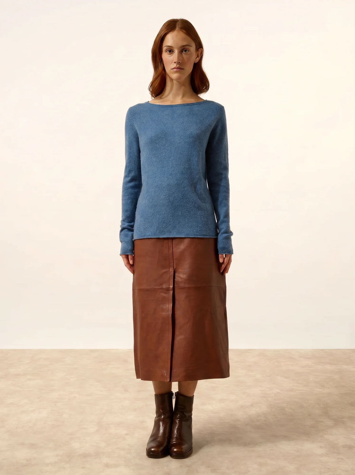 GRACE Pullover U-Boot-Ausschnitt Denimblau