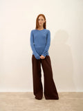 JOYCE Pull Col Rond 4 Fils Bleu Denim