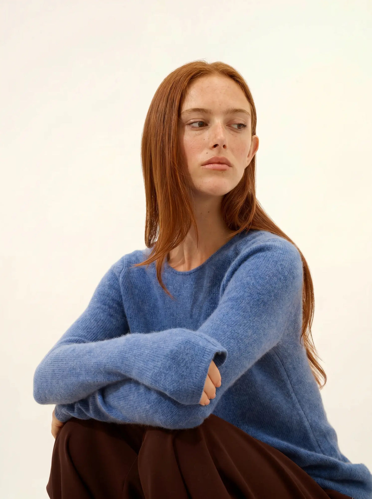 JOYCE Pull Col Rond 4 Fils Bleu Denim
