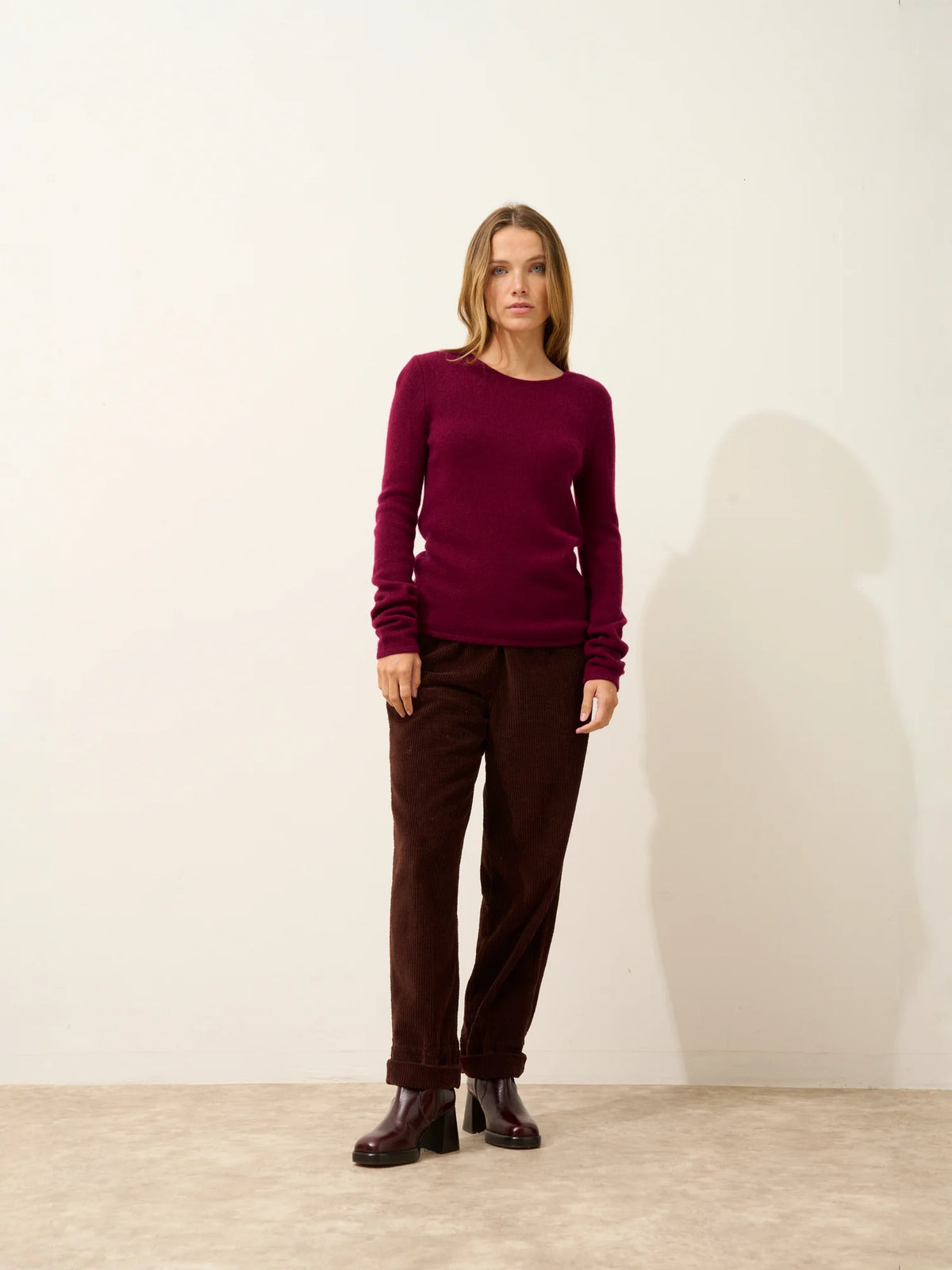 JOYCE Sweater Crew Neck 4 Ply Burgundy