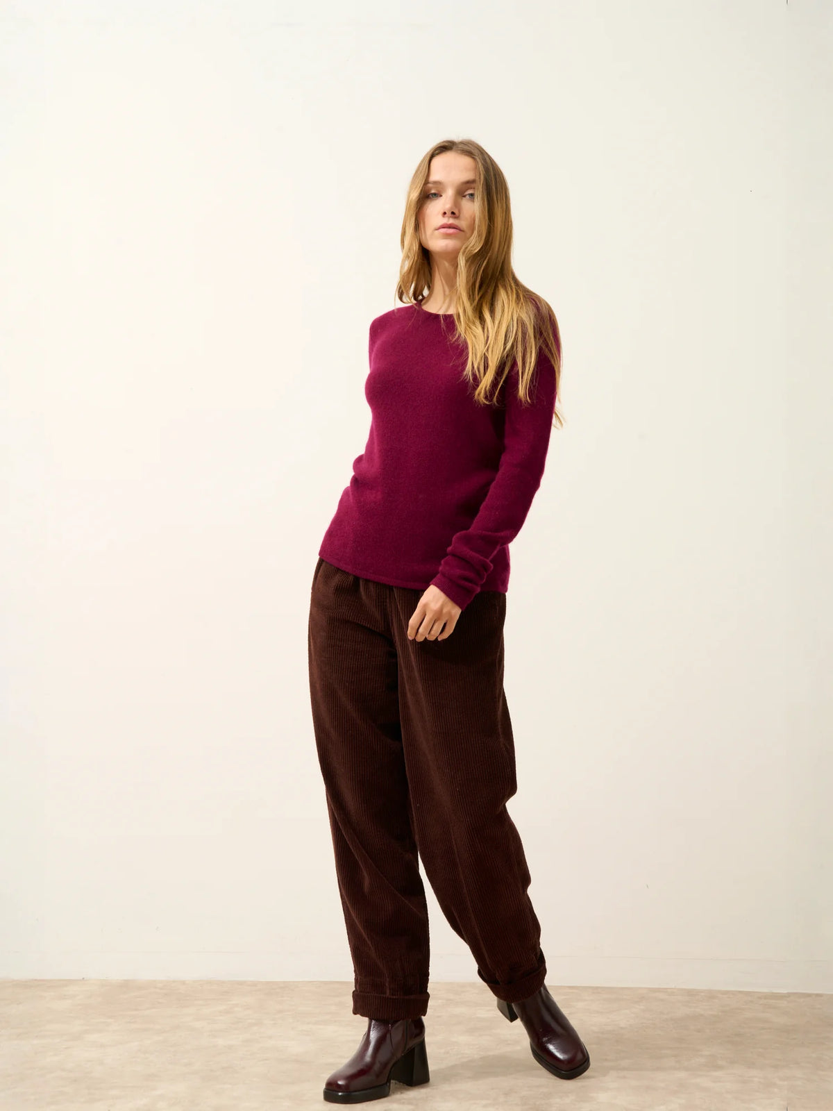 JOYCE Sweater Crew Neck 4 Ply Burgundy