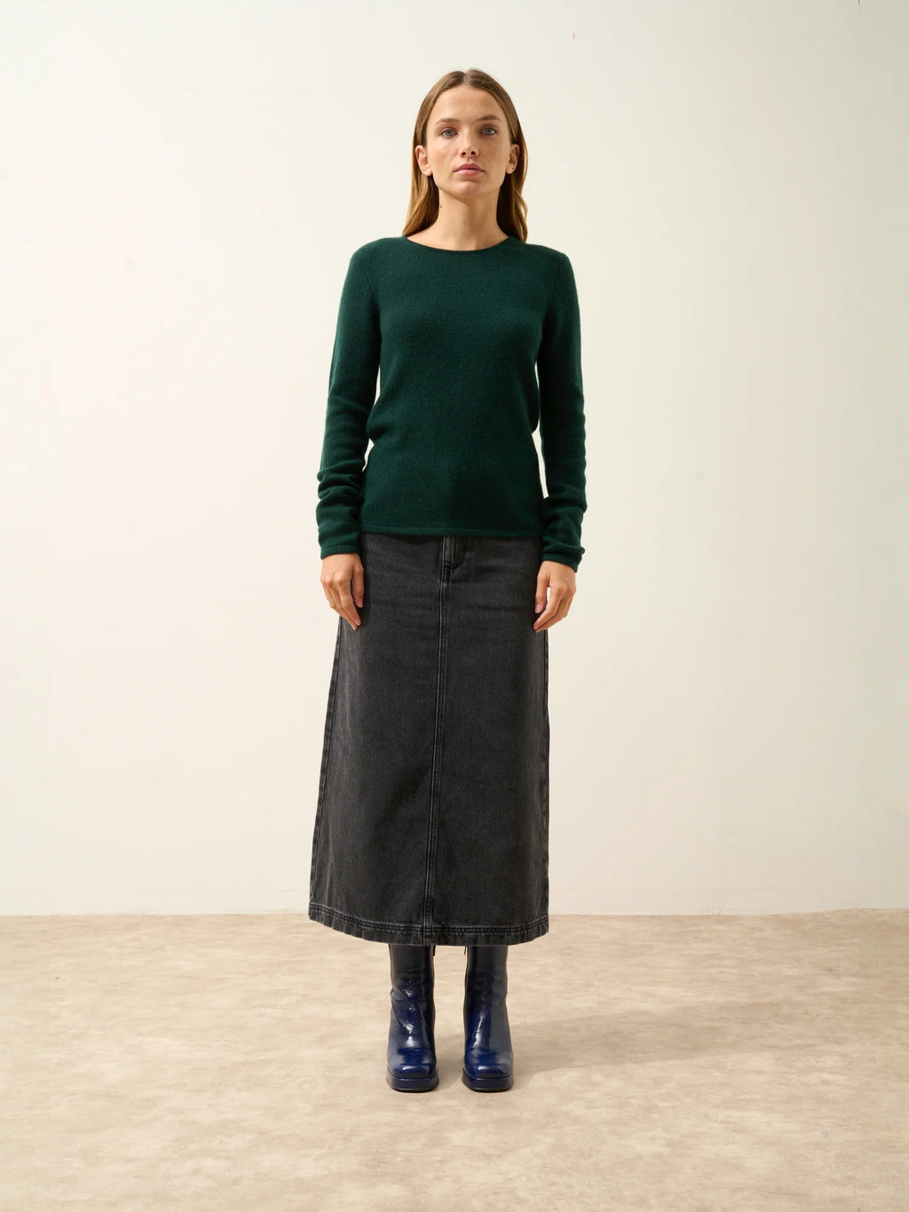 JOYCE Sweater Crew Neck 4 Ply Cypress
